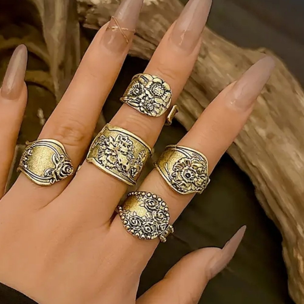 5 Pcs Old Spoon Rings - Picture 4 of 7